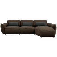 ECKSOFA Chenille Braun, Grün  - Schwarz/Braun, Design, Kunststoff/Textil (340/190cm) - Belluti
