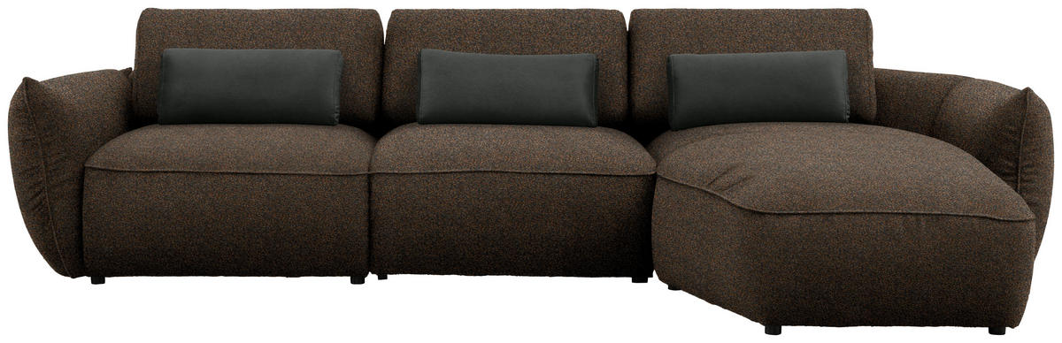 ECKSOFA Chenille Braun, Grün  - Schwarz/Braun, Design, Kunststoff/Textil (340/190cm) - Belluti