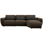 ECKSOFA  in Chenille Braun, Grün  340/190 cm  - Schwarz/Braun, Design, Kunststoff/Textil (340/190cm) - Belluti