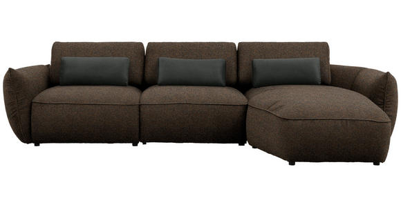 ECKSOFA  in Chenille Braun, Grün  340/190 cm  - Schwarz/Braun, Design, Kunststoff/Textil (340/190cm) - Belluti