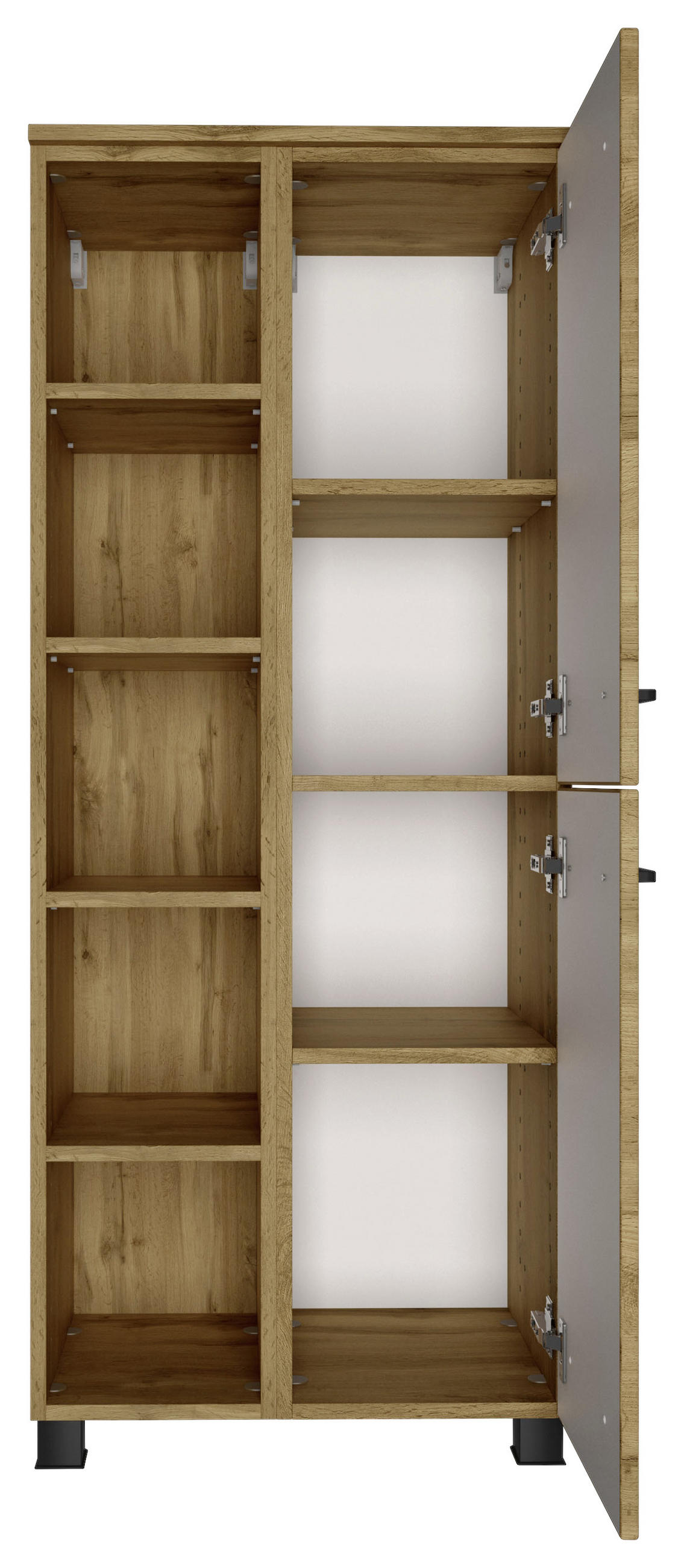 MIDISCHRANK 55/130/35 cm  - Eichefarben/Schwarz, MODERN, Holzwerkstoff/Metall (55/130/35cm) - Held