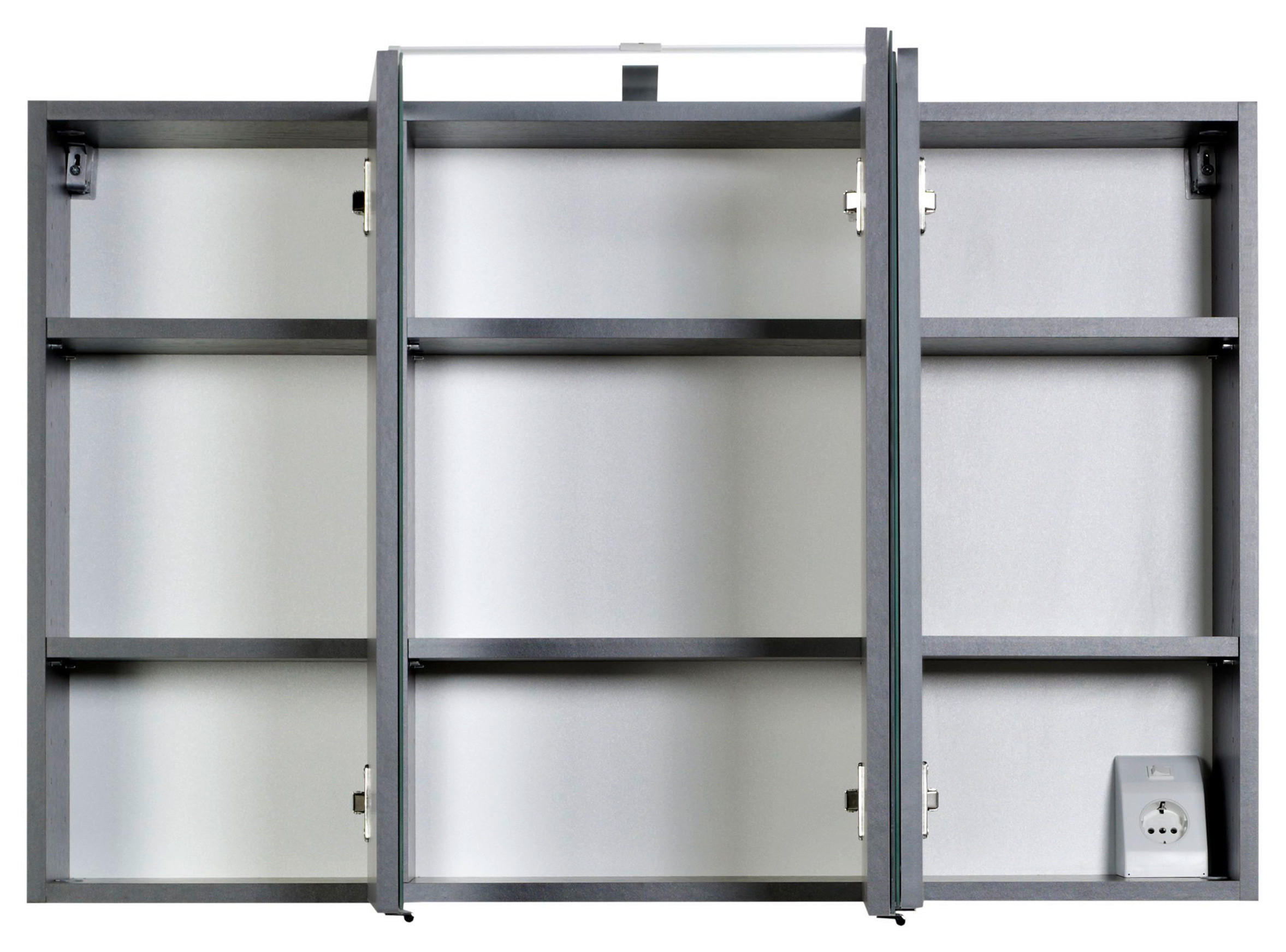 Thumbnail - Xora Spiegelschrank, Graphit, Metall, 6 Fächer, 100x64x20 cm, Made in Germany, Badezimmer, Badezimmerspiegel, Spiegelsch...