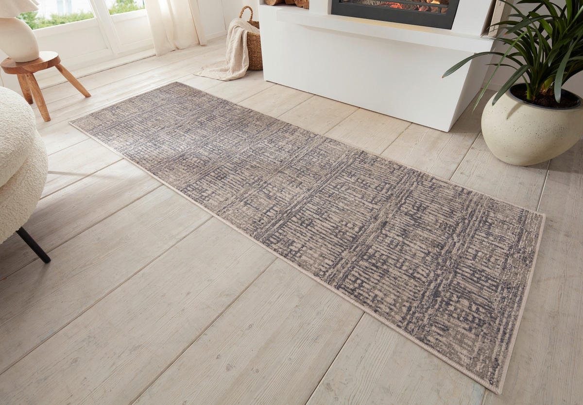 LÄUFER 80/200 cm Terrain  - Creme/Grau, Design, Kunststoff/Textil (80/200cm)