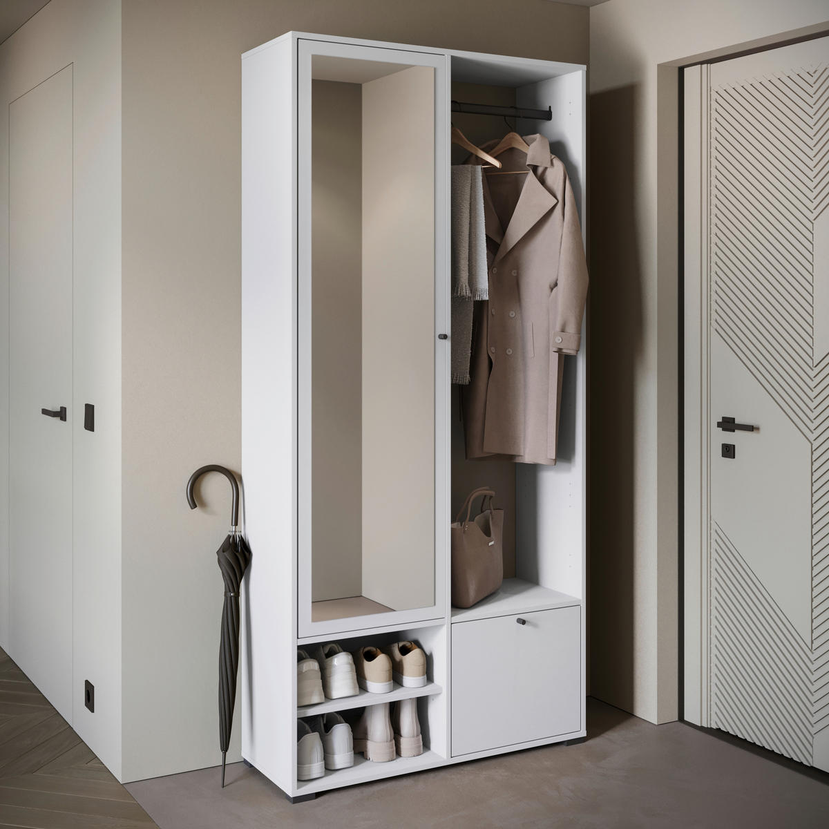 GARDEROBE  in 90/190/33 cm  - Weiss, Trend, Holzwerkstoff (90/190/33cm) - MID.YOU