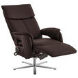 RELAXSESSEL in Leder Dunkelbraun  - Edelstahlfarben/Dunkelbraun, Design, Leder/Metall (70/124/85cm) - Cantus