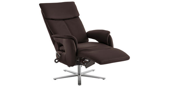 RELAXSESSEL in Leder Dunkelbraun - Edelstahlfarben/Dunkelbraun, Design, Leder/Metall (70/124/85cm) - Cantus