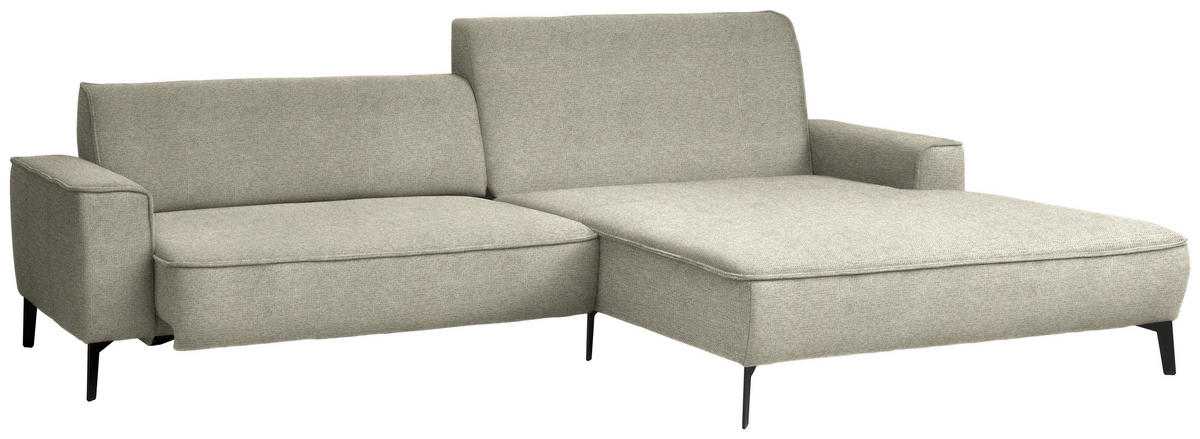 ECKSOFA in Flachgewebe Beige  - Beige/Schwarz, Design, Textil/Metall (285/190cm) - Johann Jakob