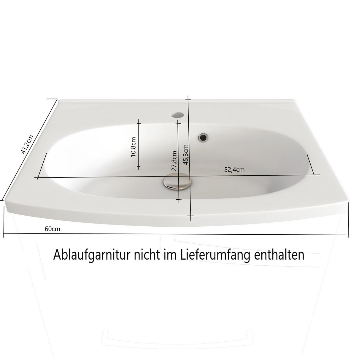 SKRINKA S UMÝVADLOM, 60 cm - čierna/biela, Modern, kov/kompozitné drevo (60cm) - Held
