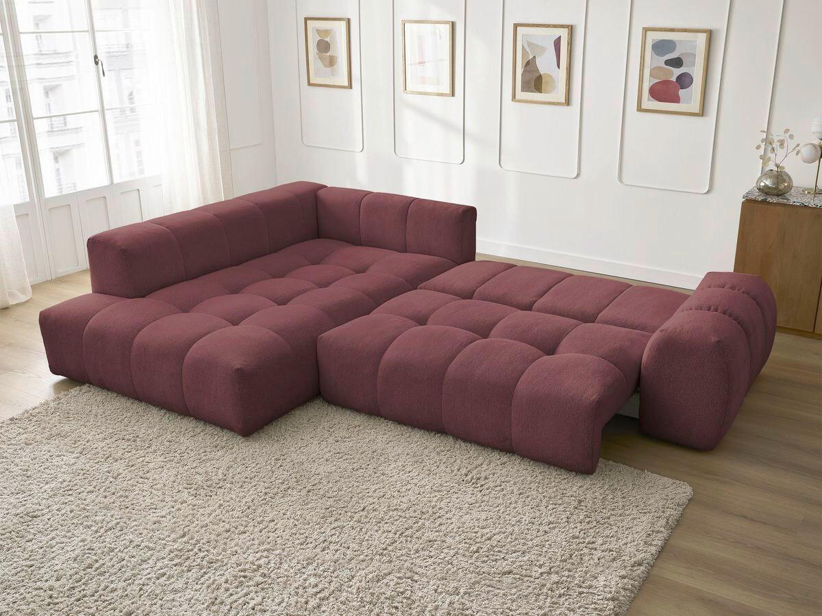 ECKSCHLAFSOFA EVEREST  mit Rücken echt, Armteil links, Armteil rechts Flachgewebe Rot  - Rot/Schwarz, MODERN, Kunststoff/Textil (320/212cm)