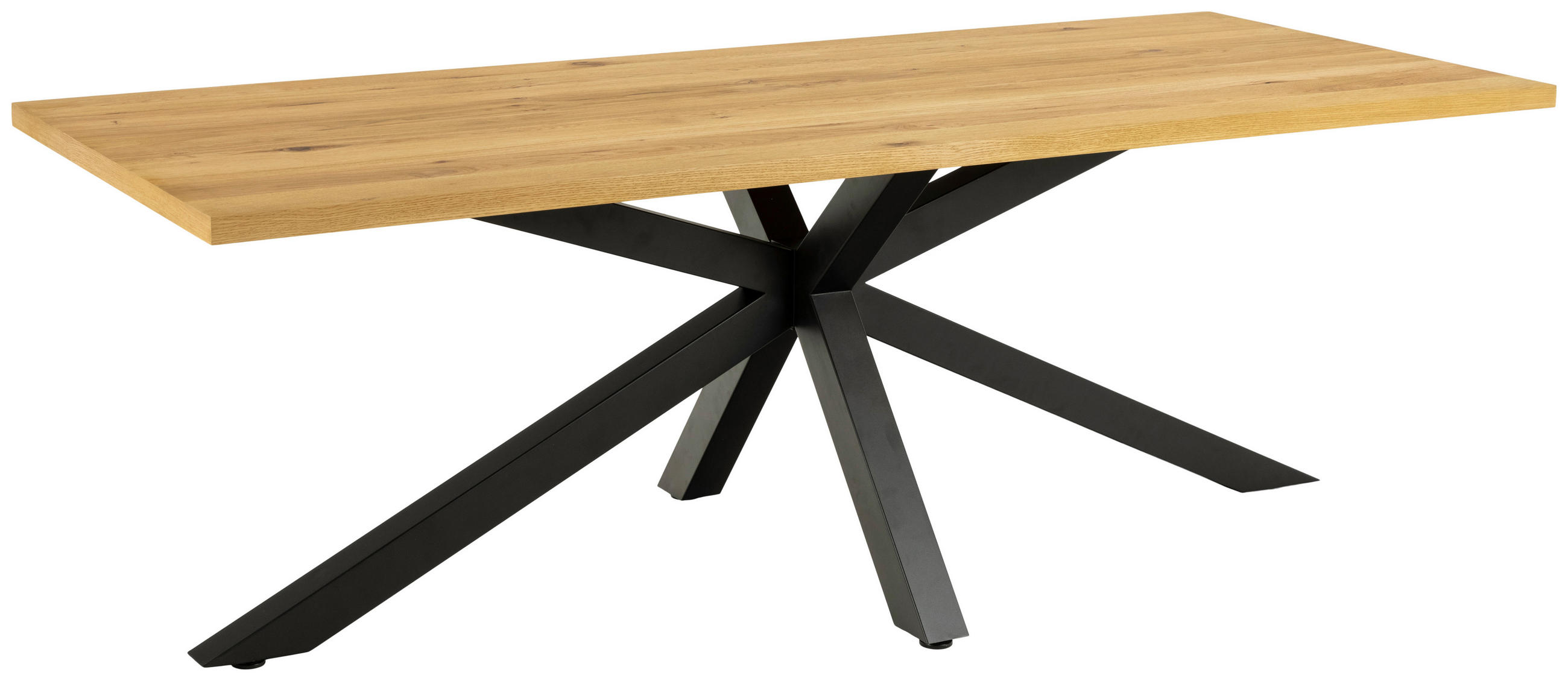 ESSTISCH Eiche furniert rechteckig Eichefarben  - Eichefarben/Schwarz, Trend, Holz/Metall (220/90/75,5cm) - MID.YOU