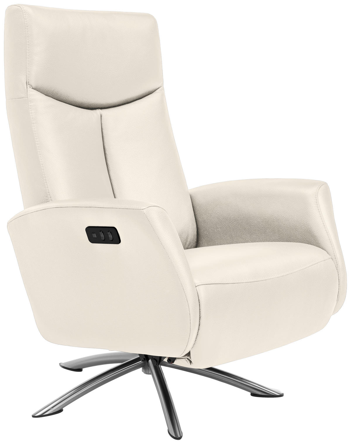 RELAXSESSEL in Leder Creme  - Silberfarben/Creme, Design, Leder/Metall (73/105/82cm) - Welnova