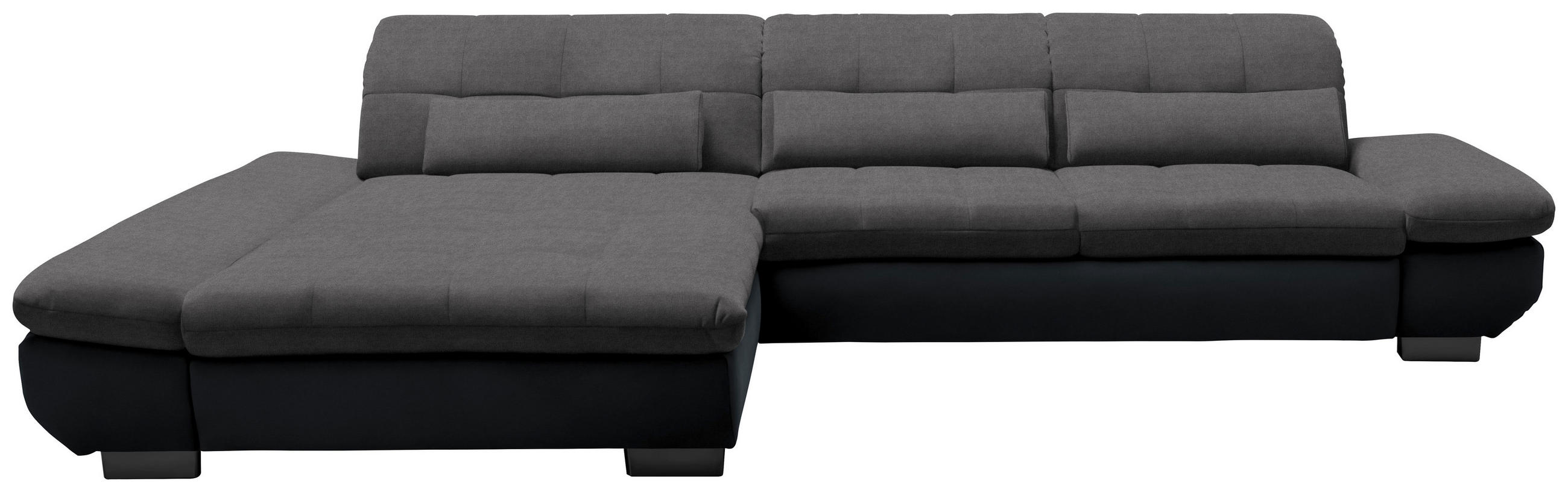 ECKSOFA in Mikrofaser Grau  204/341 cm  - Schwarz/Grau, Design, Textil/Metall (204/341cm) - Xora