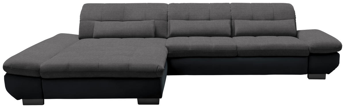 ECKSOFA in Mikrofaser Grau  - Schwarz/Grau, Design, Textil/Metall (204/341cm) - Xora