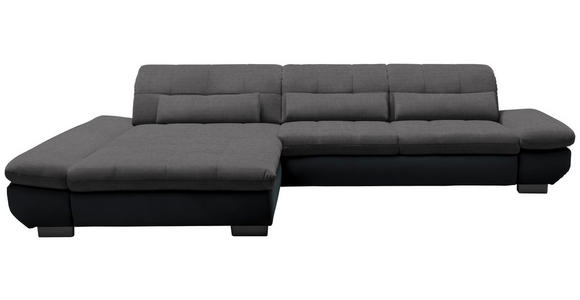 ECKSOFA in Mikrofaser Grau  - Schwarz/Grau, Design, Textil/Metall (204/341cm) - Xora