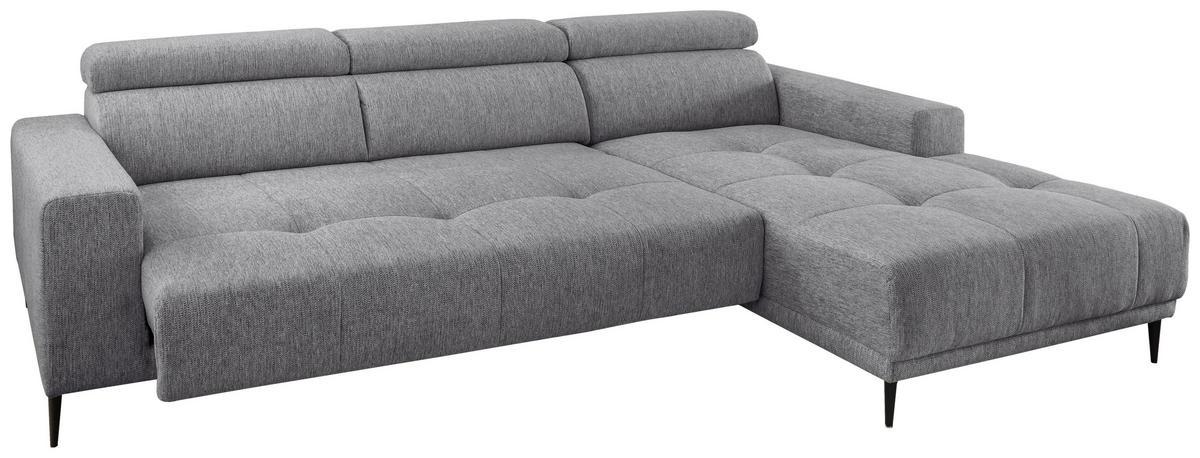 ECKSOFA Dunkelgrau Chenille  - Dunkelgrau/Schwarz, KONVENTIONELL, Textil/Metall (276/188cm) - Livetastic