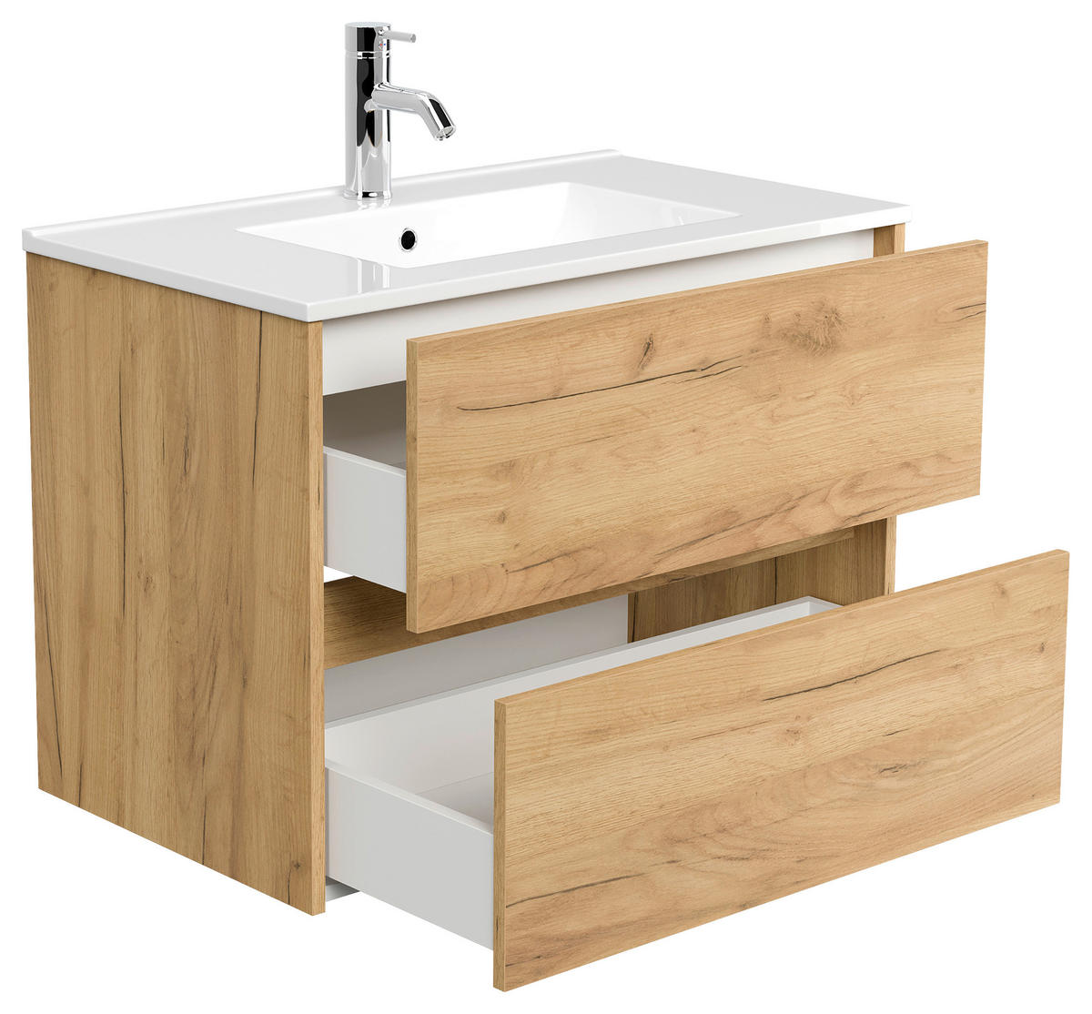 WASCHTISCHKOMBI 80 cm  - Eichefarben/Weiß, MODERN, Keramik/Holzwerkstoff (80cm) - MID.YOU
