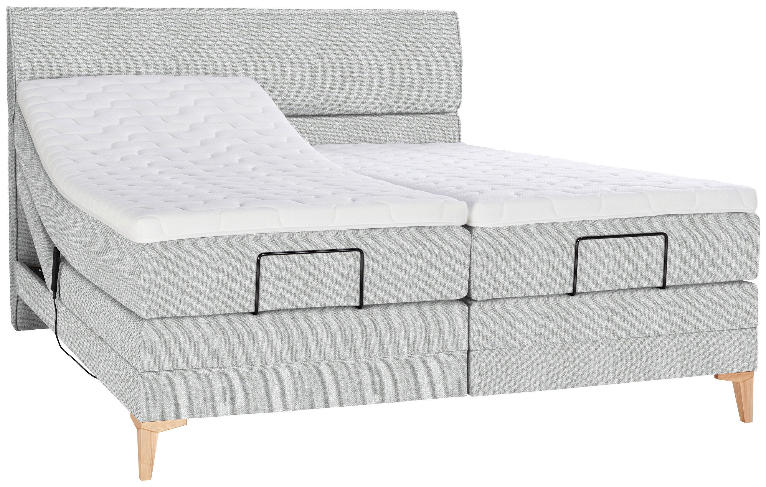 BOXSPRINGBETT 180/200 cm  in Hellgrau  - Eichefarben/Hellgrau, Konventionell, Holz/Textil (180/200cm) - Voleo