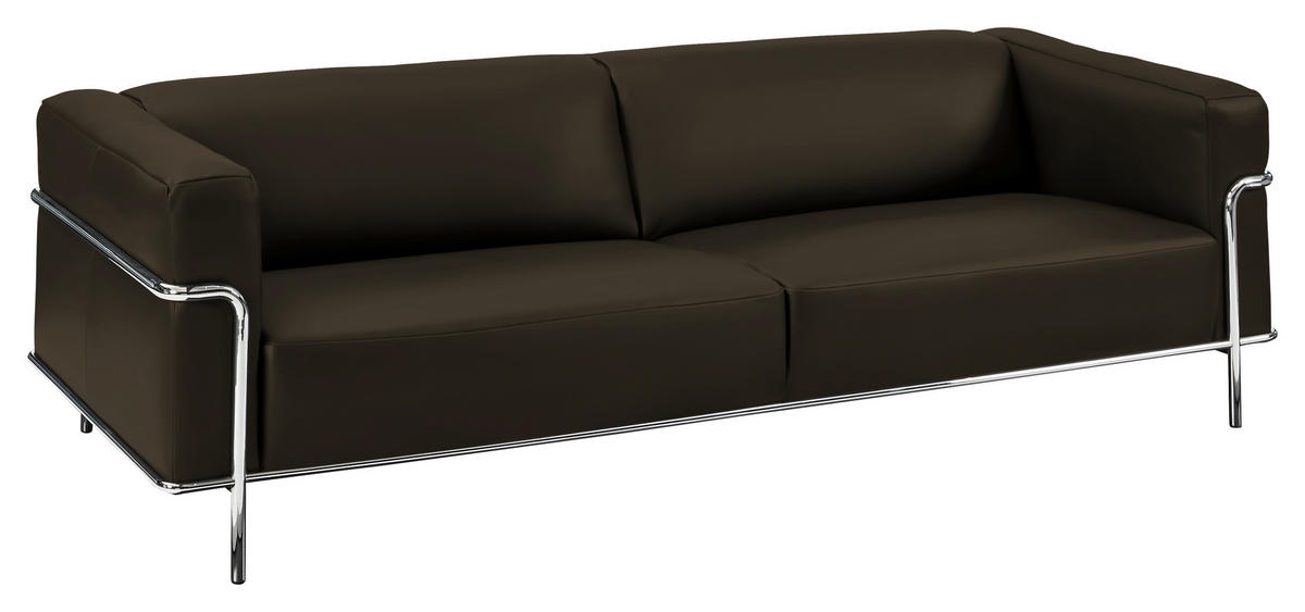 3-SITZER-SOFA in Echtleder Dunkelgrün  - Chromfarben/Dunkelgrün, Design, Leder/Metall (236/67/96cm) - Johann Jakob