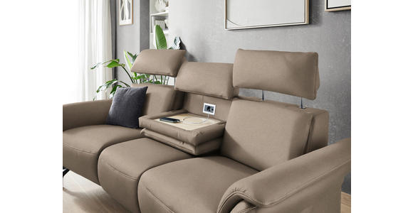 TRAPEZSOFA in Mikrofaser Taupe  - Taupe/Schwarz, KONVENTIONELL, Textil/Metall (221/103/95cm) - Dieter Knoll