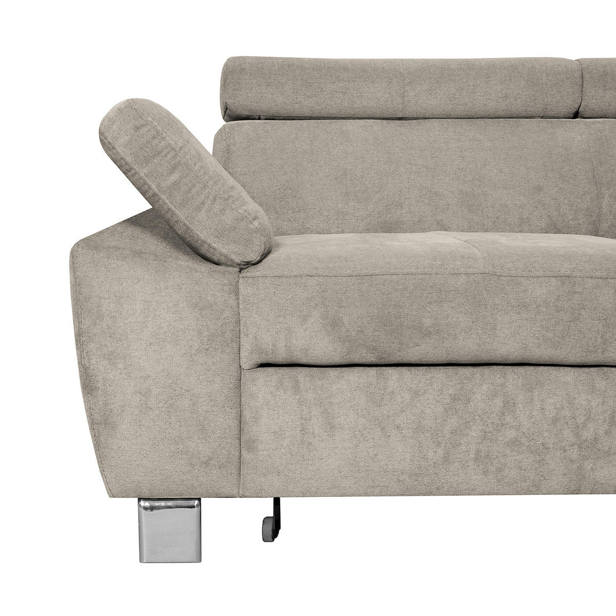 ECKSOFA Hellbraun Mikrofaser  - Chromfarben/Hellbraun, Design, Textil/Metall (248/208cm) - Livetastic