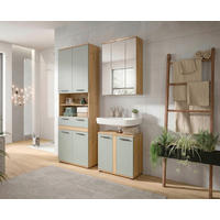 BADEZIMMER 3-teilig  in 145 cm  - Salbeigrün/Schwarz, Trend, Glas/Holzwerkstoff (145cm) - MID.YOU