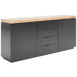 SIDEBOARD Schwarz, Eiche Artisan Einlegeböden  - Schwarz/Eiche Artisan, KONVENTIONELL, Holzwerkstoff/Metall (180/80/40cm) - Xora