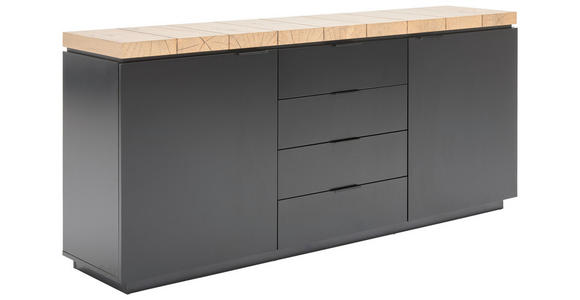 SIDEBOARD 180/80/40 cm  - Schwarz/Eiche Artisan, KONVENTIONELL, Holzwerkstoff/Metall (180/80/40cm) - Xora