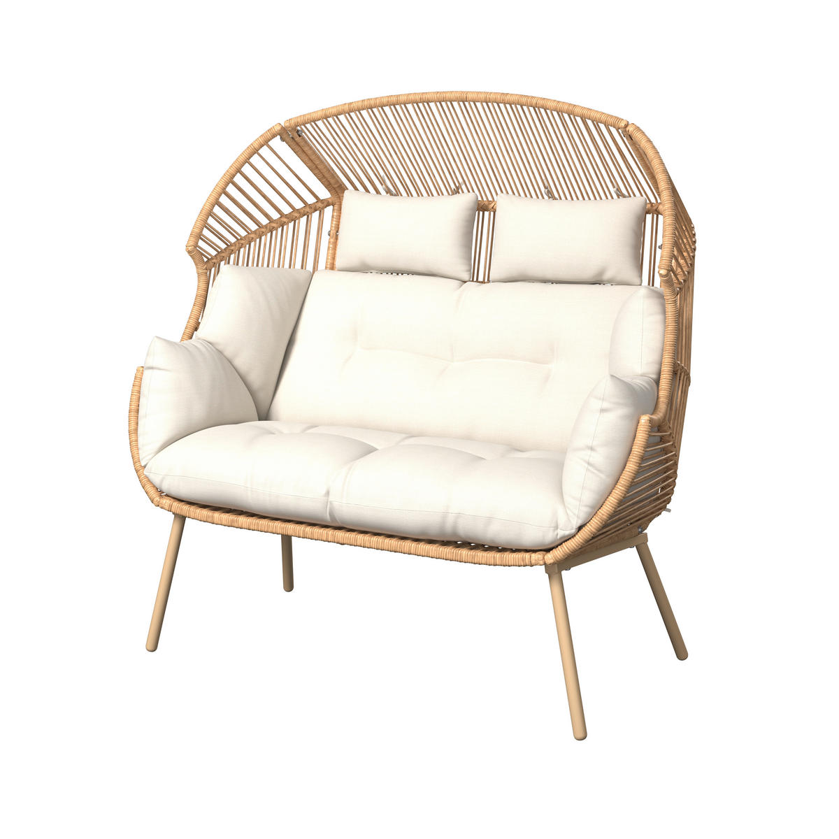 GARTENMUSCHEL 146/136/83 cm  - Beige/Naturfarben, Modern, Kunststoff/Textil (146/136/83cm) - Ambia Garden