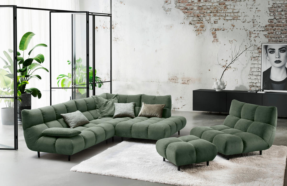 SESSEL in Feincord Olivgrün  - Schwarz/Olivgrün, Design, Holz/Textil (112/85/108cm) - Pure Home Lifestyle