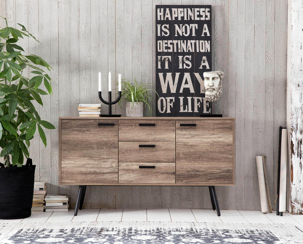 SIDEBOARD  in 150/84/39,5 cm  - Schwarz/Braun, Design, Holzwerkstoff (150/84/39,5cm) - Livetastic