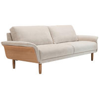 3-SITS SOFFA i chenille cremefärgad  - vit/ekfärgad, Klassisk, metall/trä (214/81/94cm) - Welnova