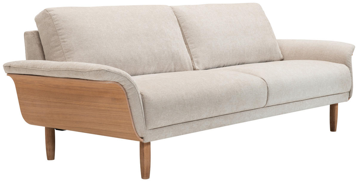 3-SITS SOFFA i chenille cremefärgad  - vit/ekfärgad, Klassisk, metall/trä (214/81/94cm) - Welnova