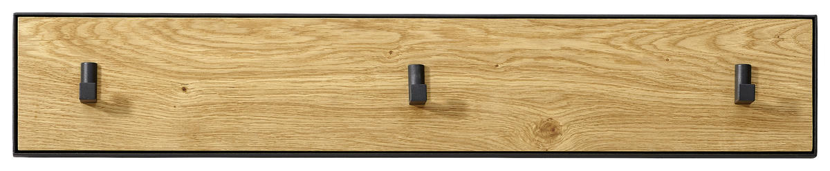 HAKENLEISTE  in Wildeiche furniert Anthrazit, Eichefarben  - Eichefarben/Anthrazit, Natur, Holz/Metall (85/12/3cm) - Linea Natura