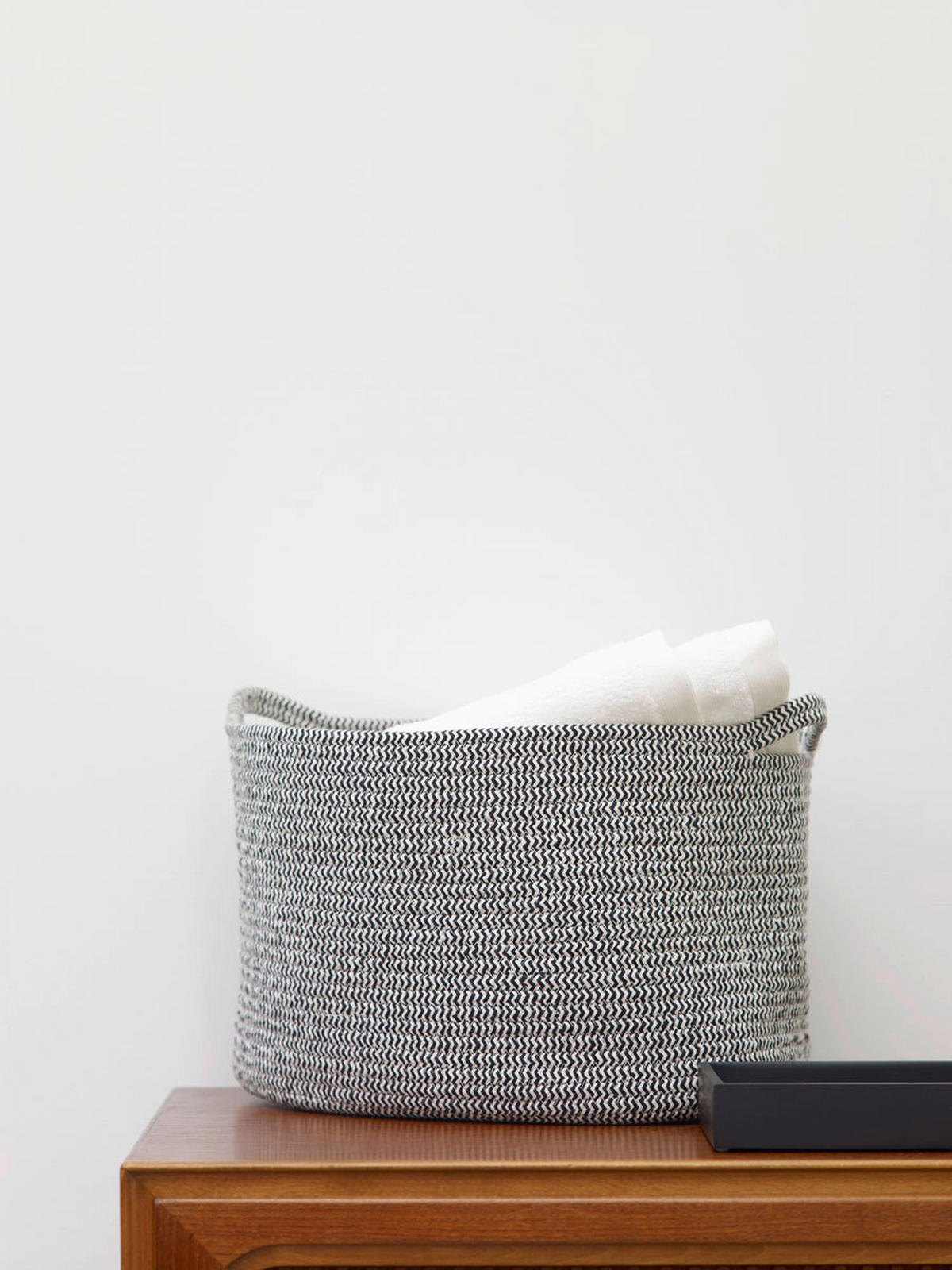 AUFBEWAHRUNGSKÖRBCHEN  - Schwarz/Grau, Basics, Textil (27/38/24cm) - Aquanova