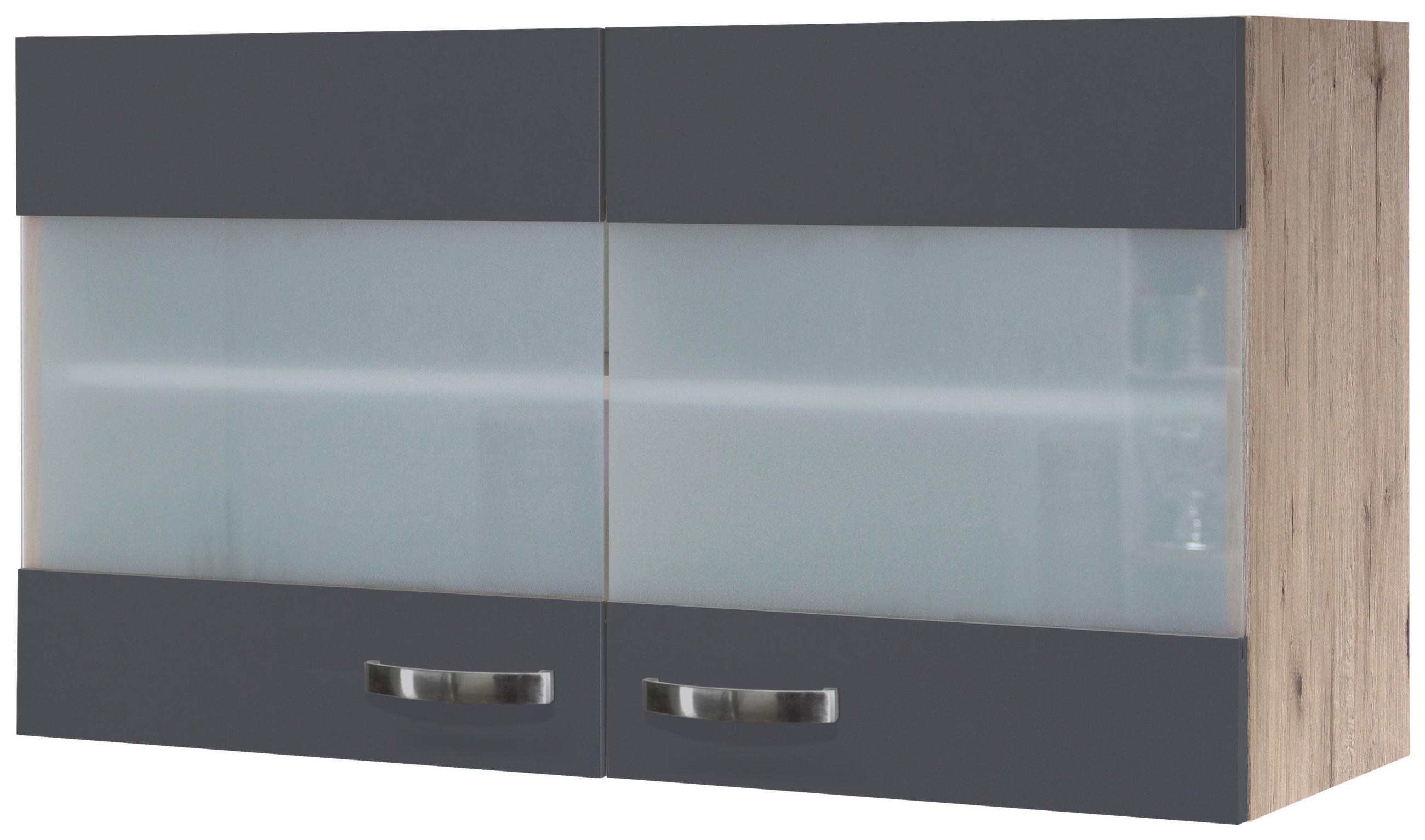 KÜCHENOBERSCHRANK 100/54,8/32 cm  in Eiche San Remo, Dunkelgrau  - Edelstahlfarben/Dunkelgrau, MODERN, Holzwerkstoff/Metall (100/54,8/32cm) - FlexWell