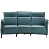 TRAPEZSOFA Echtleder Graublau  - Graublau/Schwarz, Konventionell, Leder/Metall (221/103/95cm) - Dieter Knoll
