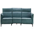 TRAPEZSOFA  in Echtleder Graublau  - Graublau/Schwarz, KONVENTIONELL, Leder/Metall (221/103/95cm) - Dieter Knoll