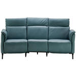 TRAPEZSOFA  in Echtleder Graublau  - Graublau/Schwarz, KONVENTIONELL, Leder/Metall (221/103/95cm) - Dieter Knoll