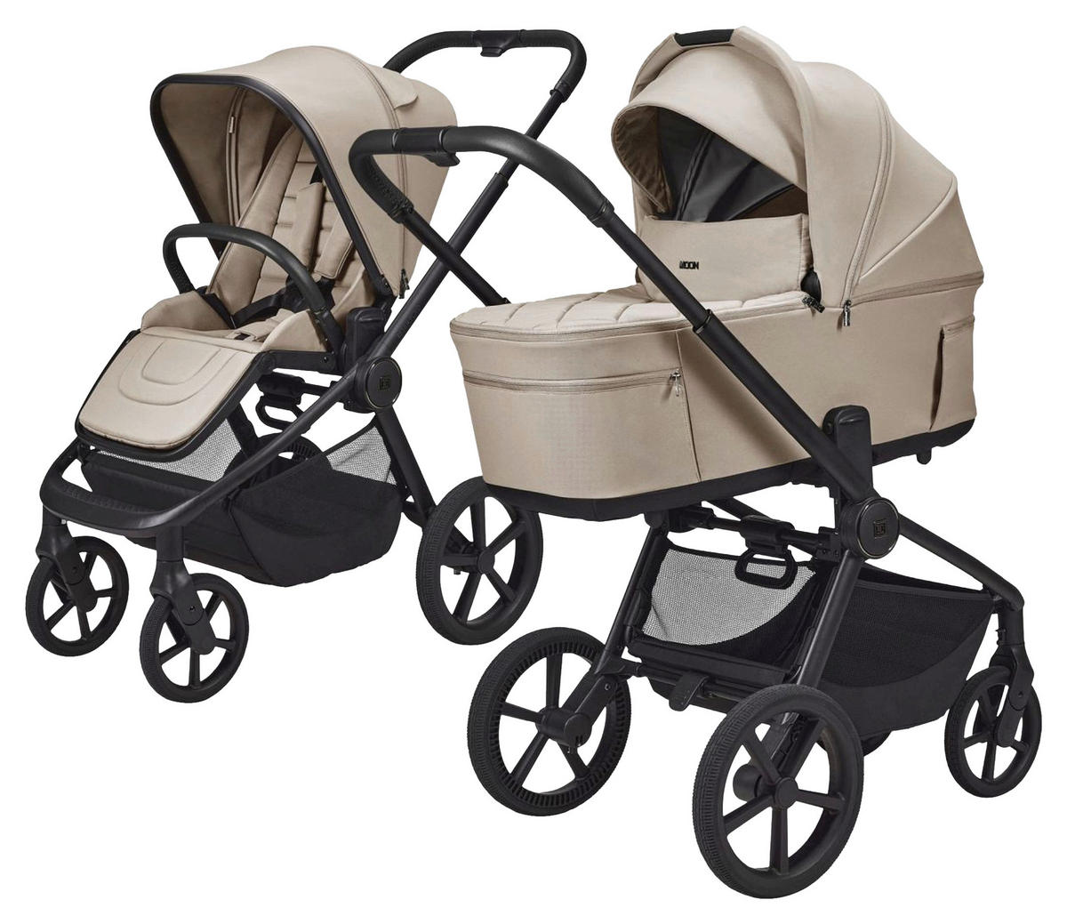 KINDERWAGENSET  RESA FOLD SET  sand  - Sandfarben/Schwarz, Basics, Textil/Metall (116/57/94cm) - Moon
