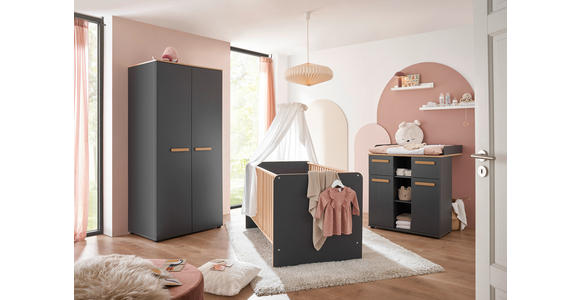 BABYKLEIDERSCHRANK  - Graphitfarben/Eiche Artisan, Basics, Holzwerkstoff/Kunststoff (135/195/60cm) - My Baby Lou