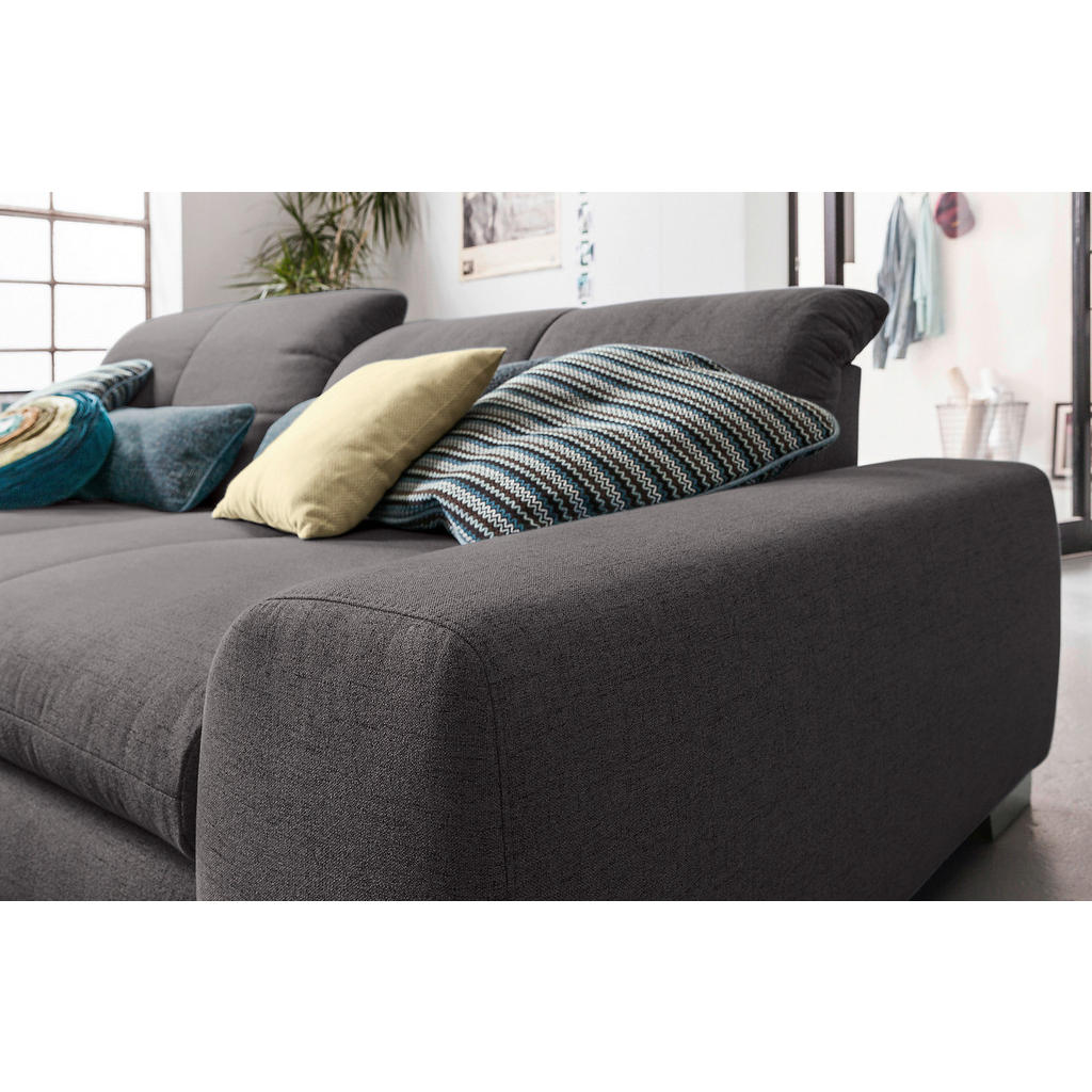 Thumbnail - SetOne by Musterring Ecksofa, Dunkelgrau, Textil, 2-Sitzer, Ottomane links, L-Form, 276x198 cm, Bettkasten erhältlich, F...