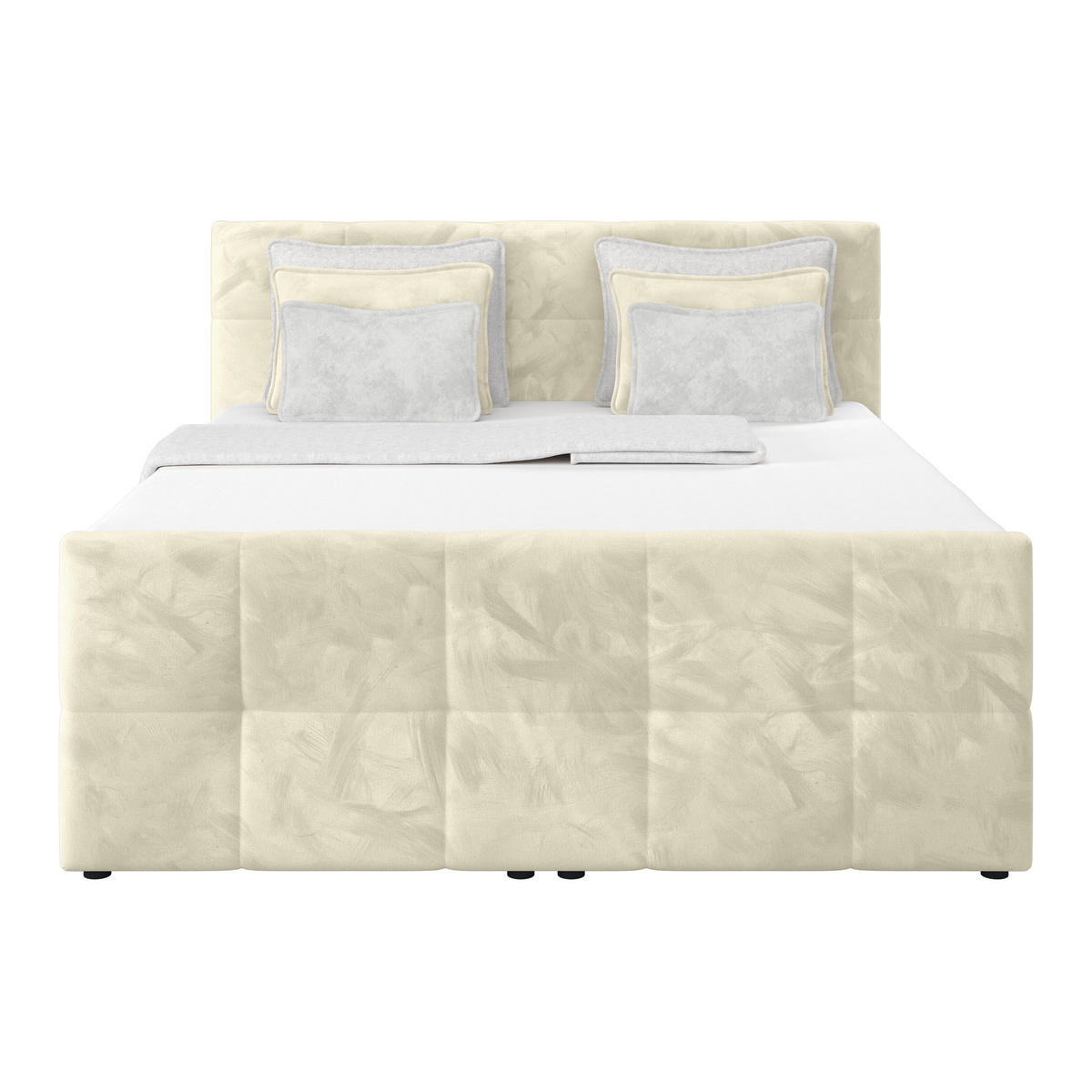 BOXSPRINGBETT 180/200 cm,  in Champagner, gepolstertes Kopfteil, Bettkasten, Topper, Matratzen, H4 + H4 = sehr fest  - Champagner, KONVENTIONELL, Holz/Holzwerkstoff (180/200cm) - Luca Bessoni