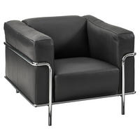 SESSEL Echtleder Schwarz  - Chromfarben/Schwarz, Design, Leder/Metall (91/67/96cm) - Johann Jakob