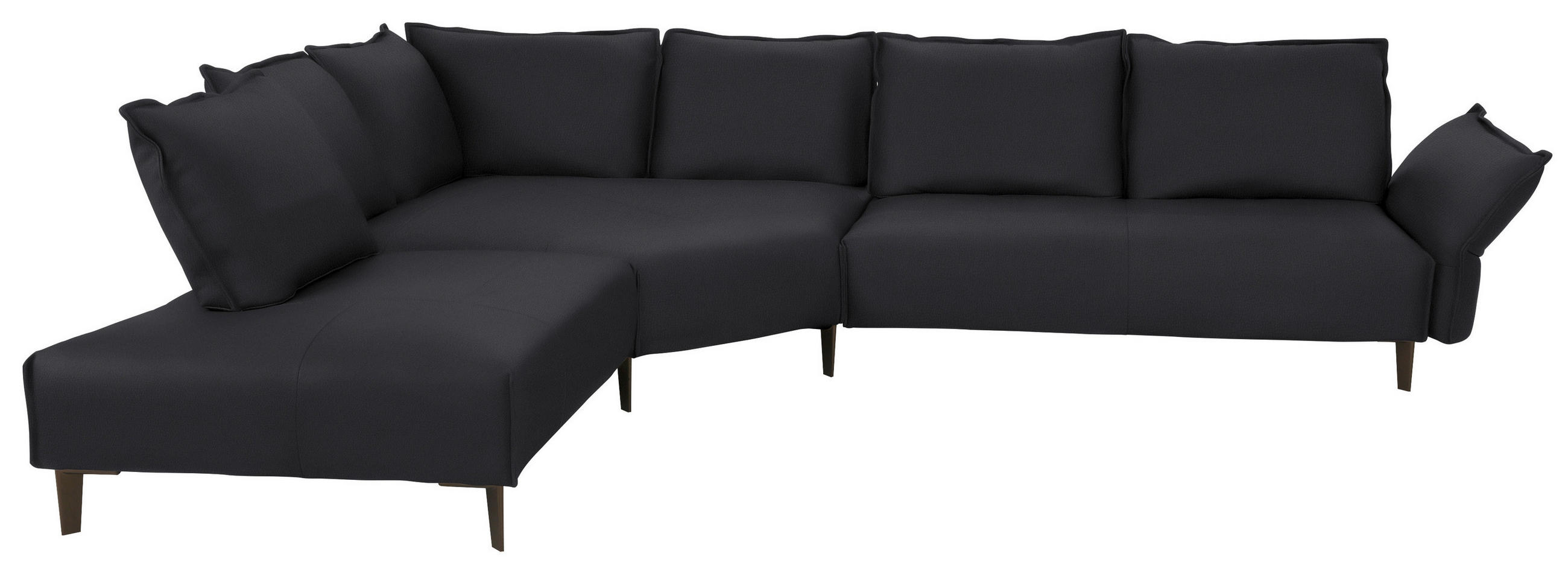 ECKSOFA in Echtleder Schwarz  - Schwarz, Design, Leder/Metall (272/340cm) - W.Schillig