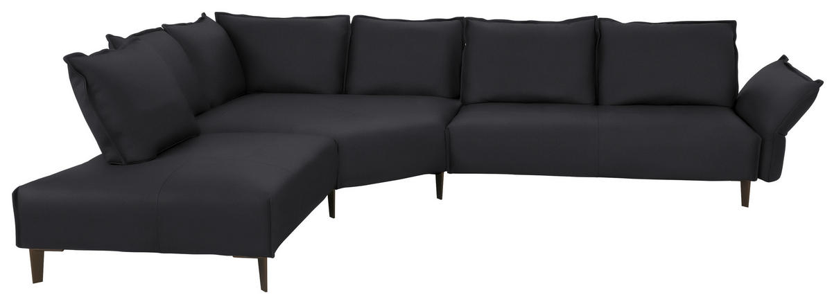 ECKSOFA in Echtleder Schwarz  - Schwarz, Design, Leder/Metall (272/340cm) - W.Schillig