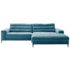ECKSOFA in Cord Petrol  - Petrol/Schwarz, Design, Textil/Metall (296/207cm) - Dieter Knoll
