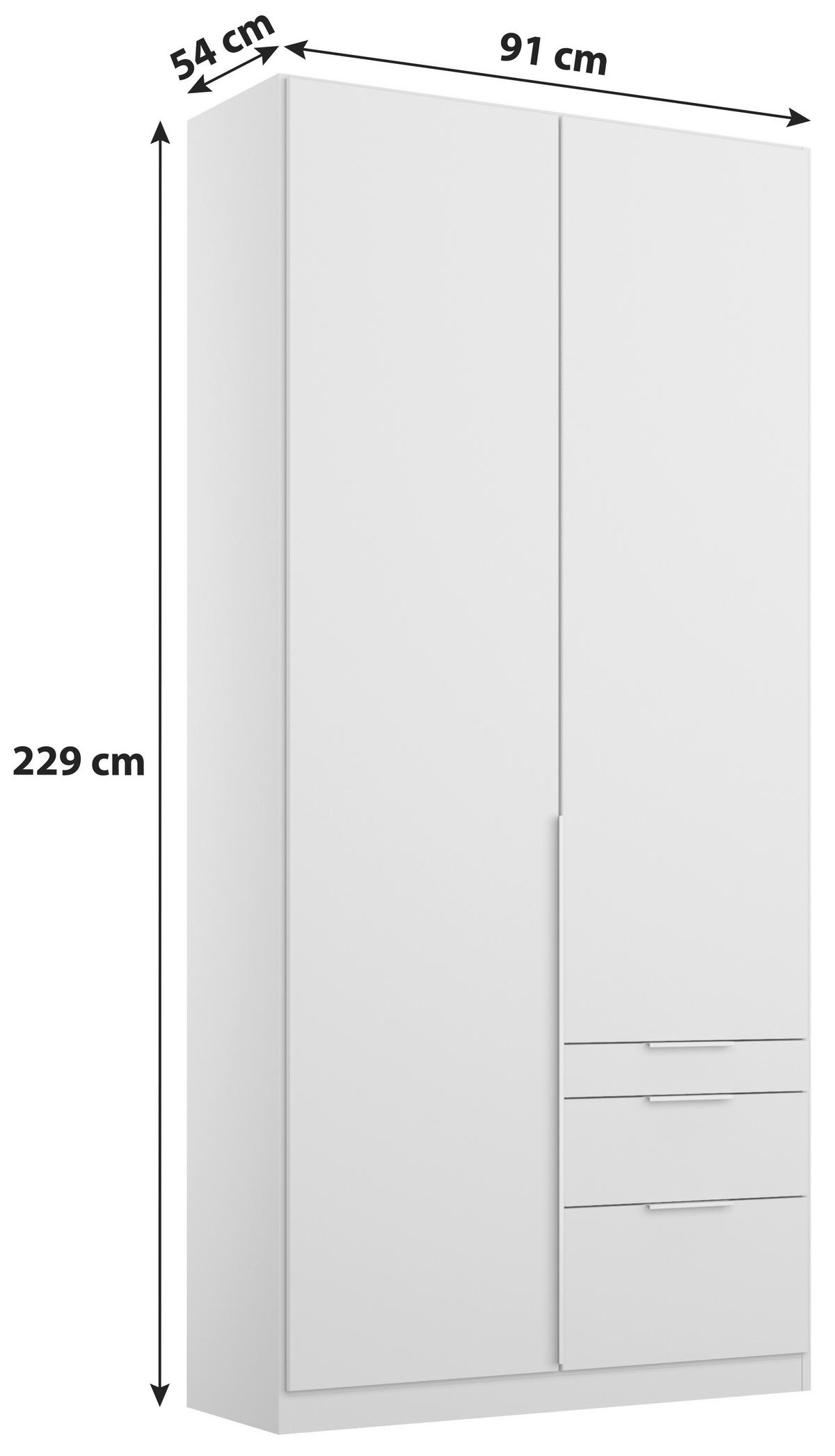 GARDEROB MED GÅNGJÄRNSDÖRRAR 91/229/54 cm ljusgrå  - ljusgrå/aluminiumfärg, Modern, trämaterial (91/229/54cm) - Rauch Möbel