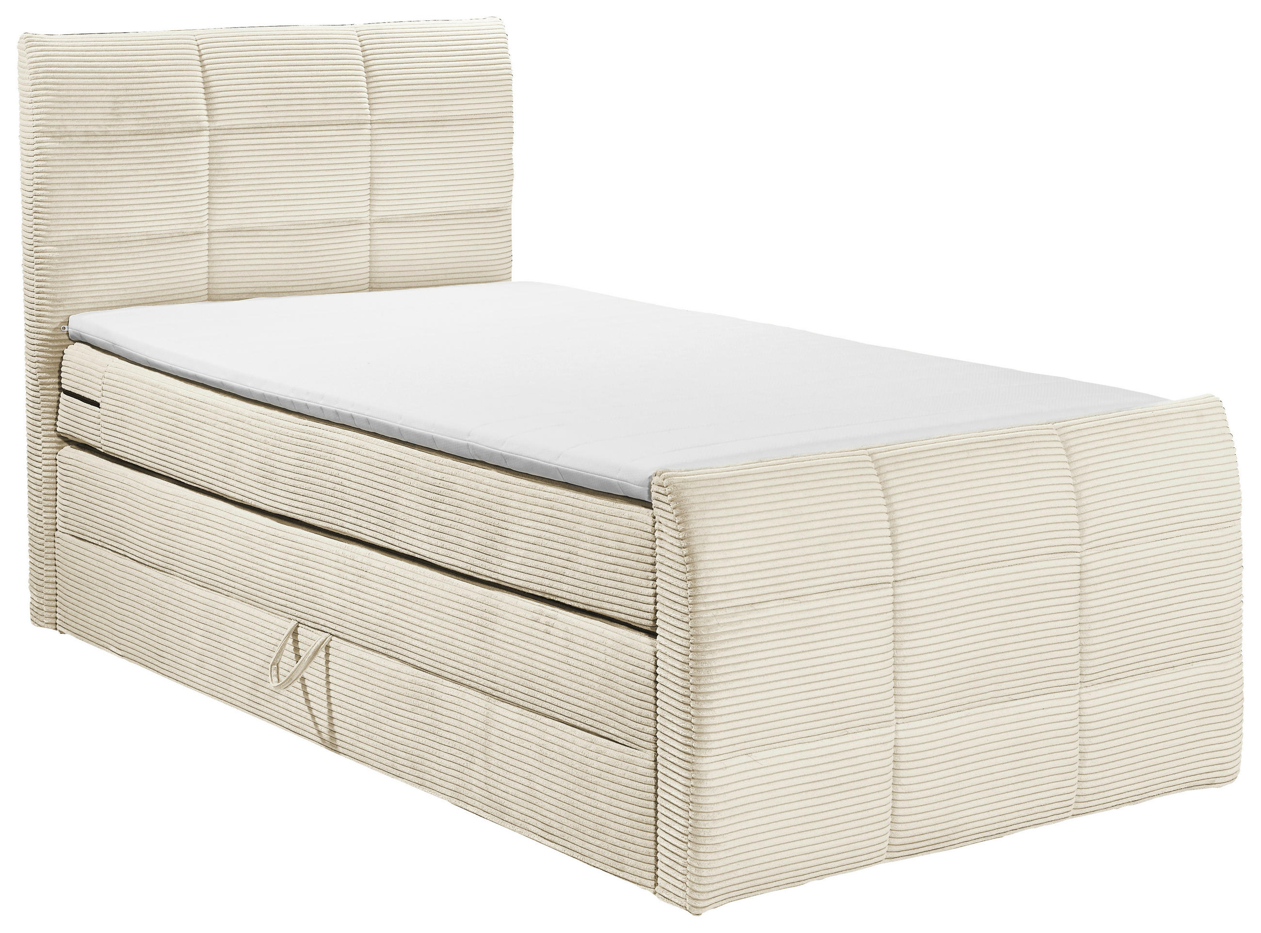 BOXSPRINGBETT 100/200 cm  in Creme  - Creme/Schwarz, MODERN, Holzwerkstoff/Kunststoff (100/200cm) - MID.YOU