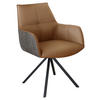 ARMLEHNSTUHL drehbar  in Eisen Echtleder pigmentiert  - Cognac/Schwarz, Design, Leder/Textil (59,5/87,5/69cm) - Novel