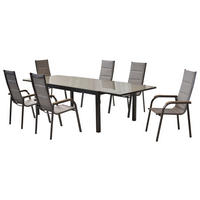 GARTENSET 7-teilig  - Graphitfarben/Braun, MODERN, Textil/Metall - Gardenson